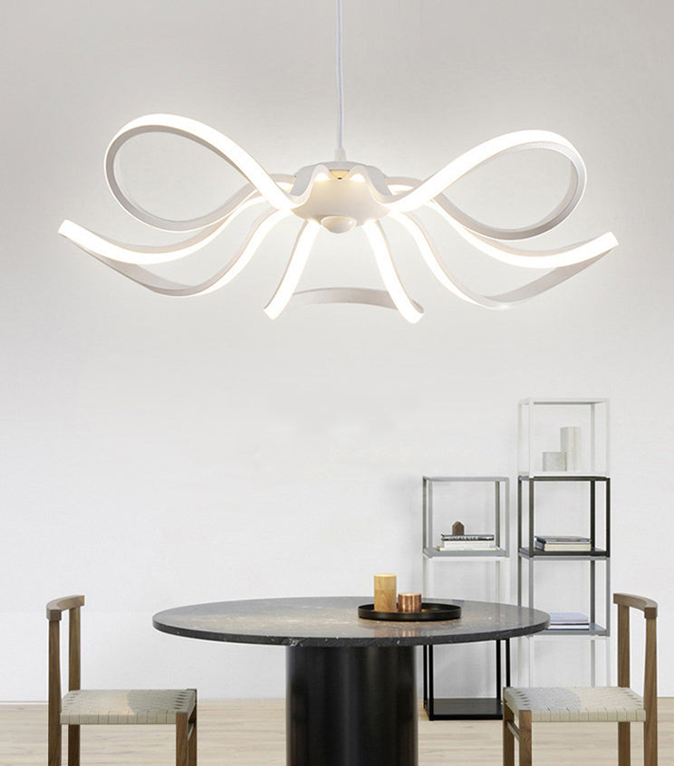 Modern Simple Flower Chandelier Lamp Aluminum LED Hanging Light for Dining Room