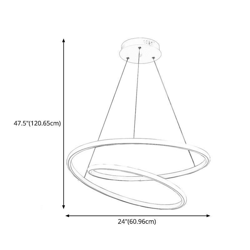 24" Wide Modern Chandelier LED Hanging Ceiling Lights for Living Room Dining Room