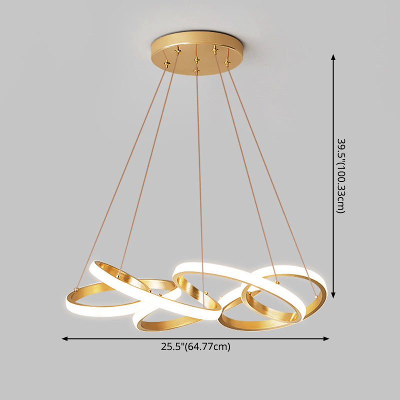 Curve senza soluzione di continuità il lampadario leggero moderno a soffitto acrilico a soffitto in oro