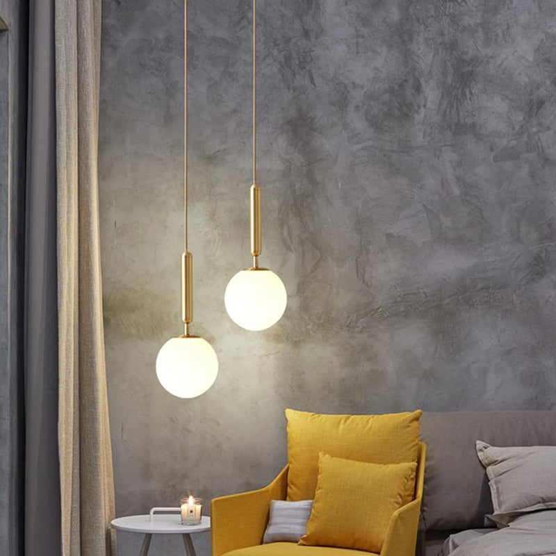 Glass Spherical Pendant Lighting Fixture Modern Style Hanging Pendant Light for Bedroom