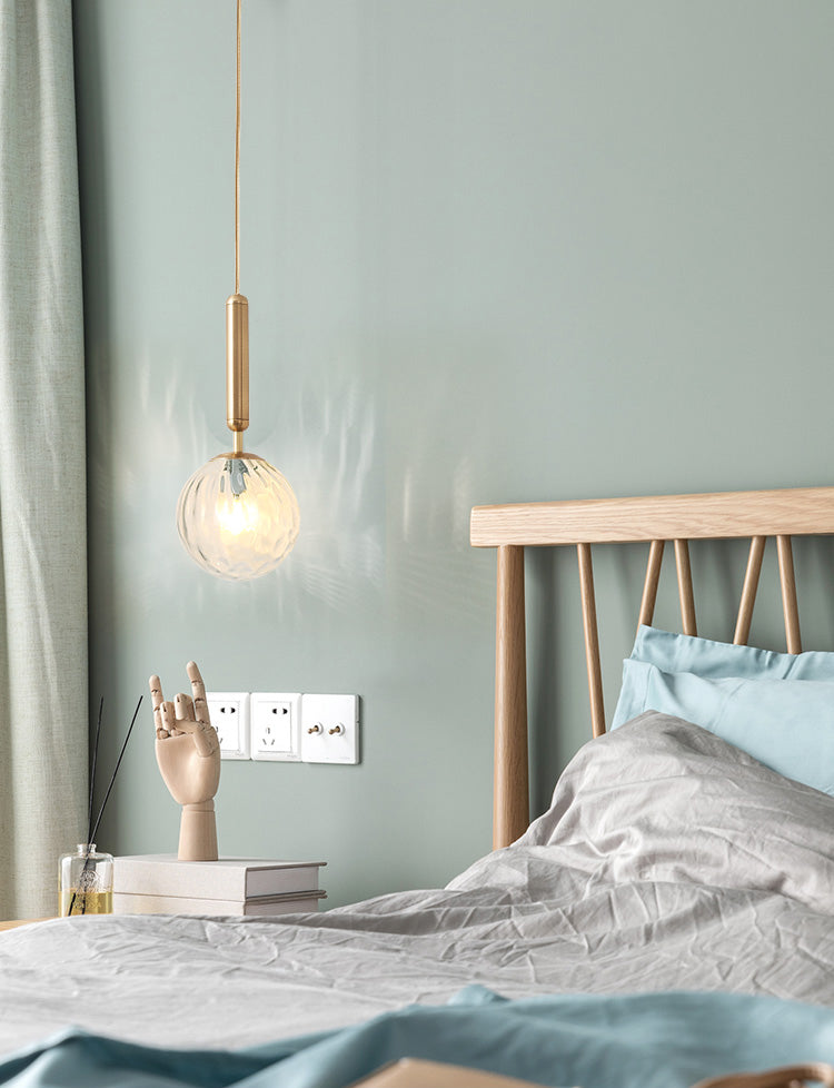 Glass Spherical Pendant Lighting Fixture Modern Style Hanging Pendant Light for Bedroom