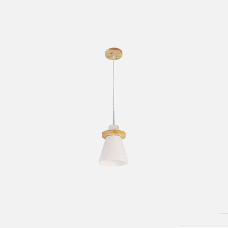 En bois conical pendentif plafonnier léger nordique blanc nordique kit de lumière suspendue pour salle à manger
