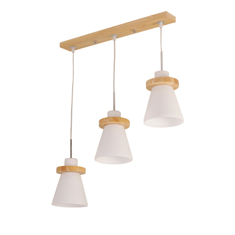 En bois conical pendentif plafonnier léger nordique blanc nordique kit de lumière suspendue pour salle à manger