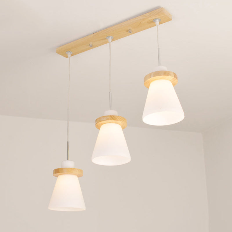 En bois conical pendentif plafonnier léger nordique blanc nordique kit de lumière suspendue pour salle à manger