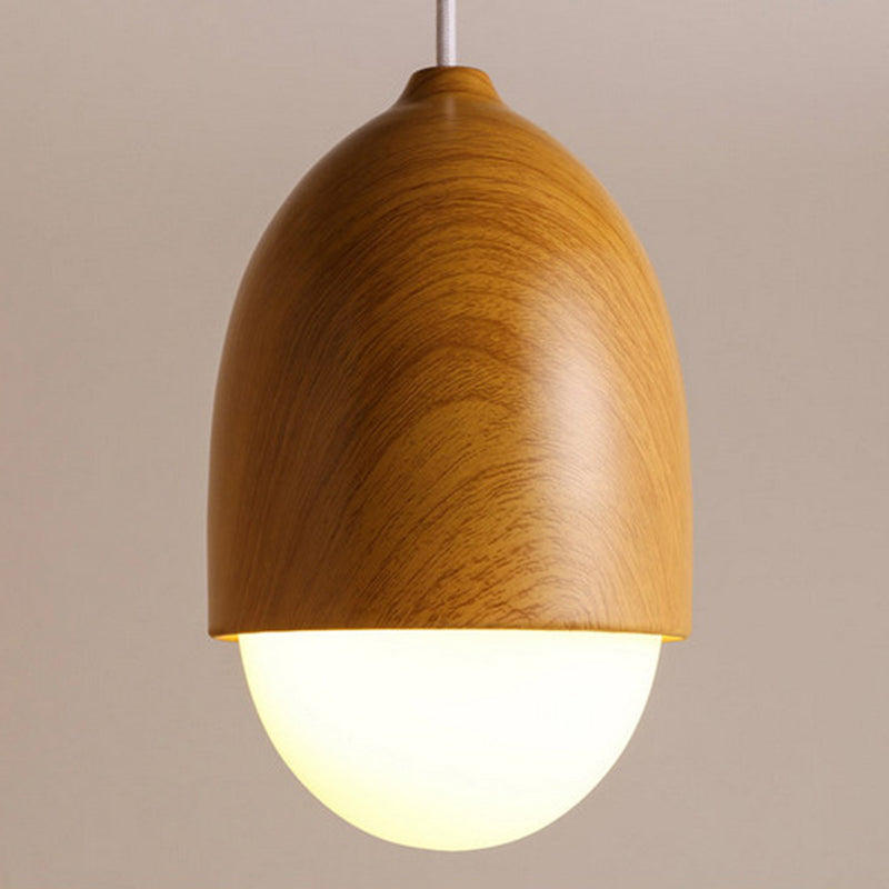 Wood Spherical Pendant Ceiling Light Simplicity Style Hanging Pendant Light in White