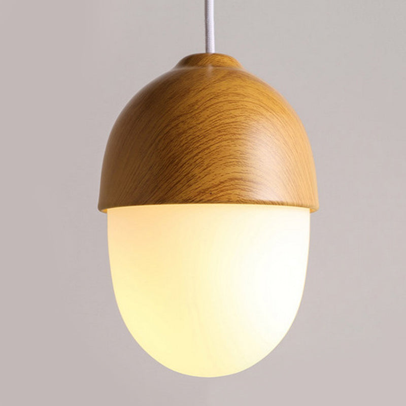 Wood Spherical Pendant Ceiling Light Simplicity Style Hanging Pendant Light in White