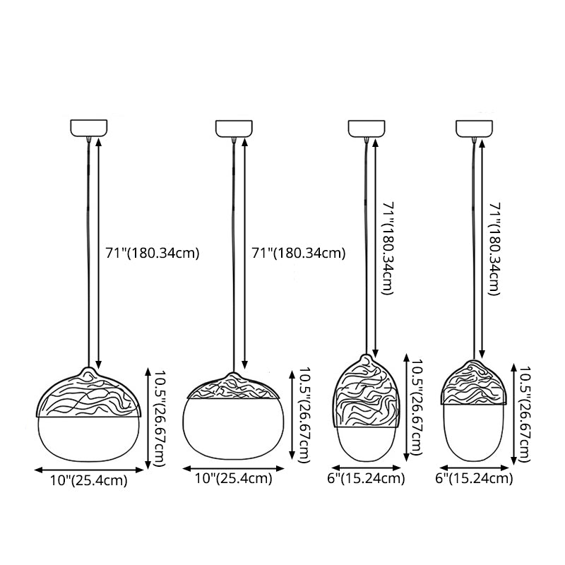 Wood Spherical Pendant Ceiling Light Simplicity Style Hanging Pendant Light in White