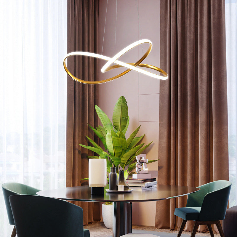 24.5" Wide Modern Chandelier Twisted LED Ceiling Lamp for Living Room Bedroom