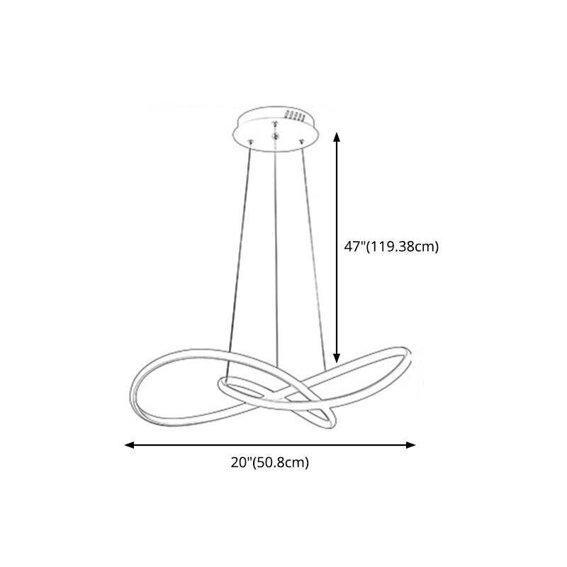 24.5" Wide Modern Chandelier Twisted LED Ceiling Lamp for Living Room Bedroom