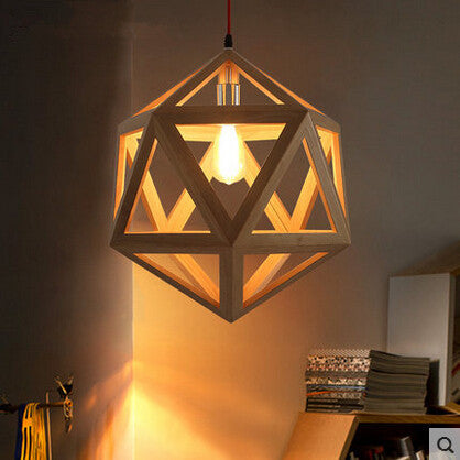 Cage en bois pendant éclairage