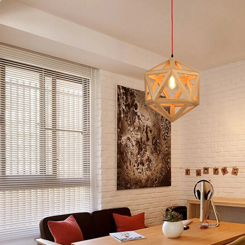 Cage en bois pendant éclairage