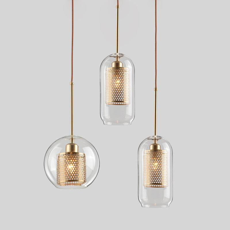 Moderner Stil Anhänger Beleuchtung Einfach 1 Kopf transparentes Glashänge Deckenleuchte für Cafe Shop