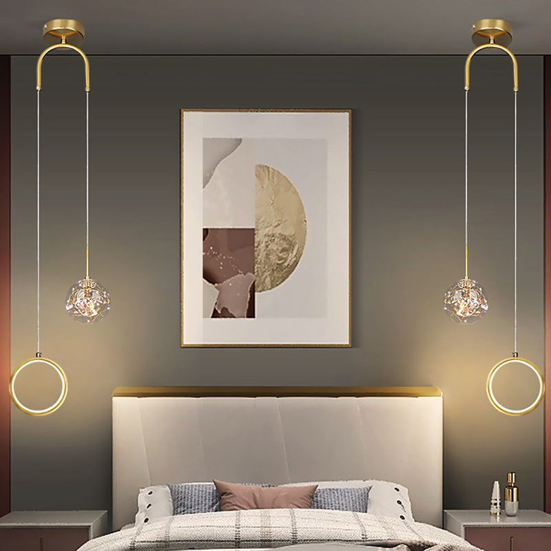 Verre contemporain circulaire et pendentif à la balle mené pour une salle à manger