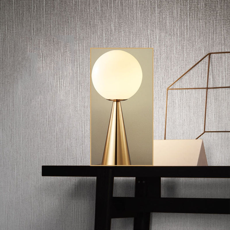 Ultra-modern Simplicity Globe Table Lamp White Glass Nightstand Lamp for Bedroom