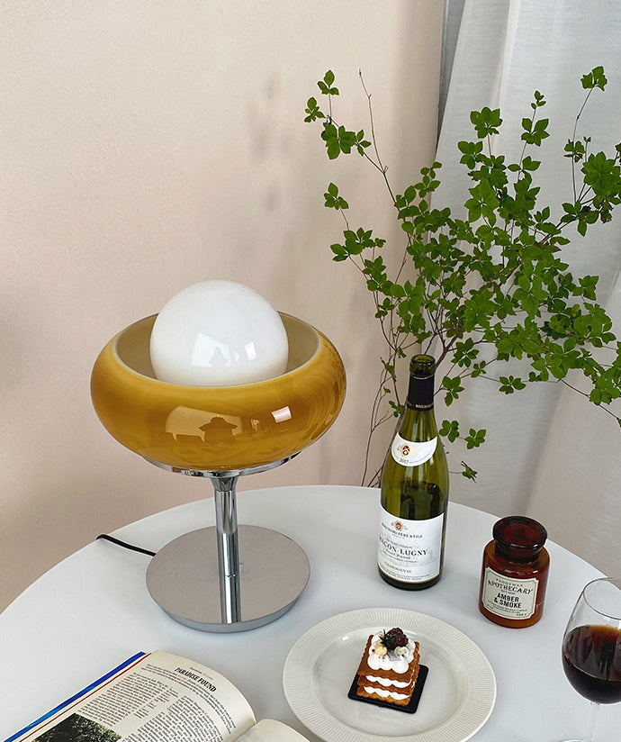 Lampe de table tarte à œufs d'oeuf ultra-moderne lampe de chevet en verre soufflé à la main pour chambre à coucher