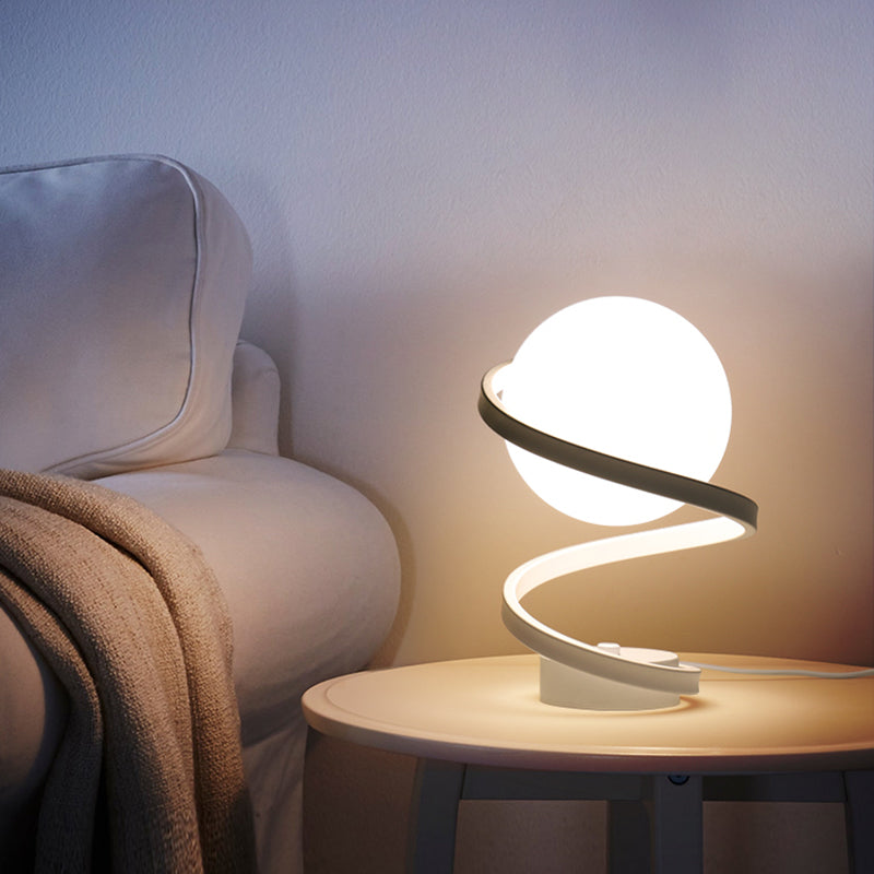 Ultra-modern Simplicity Globe Table Lamp White Glass Nightstand Lamp for Bedroom