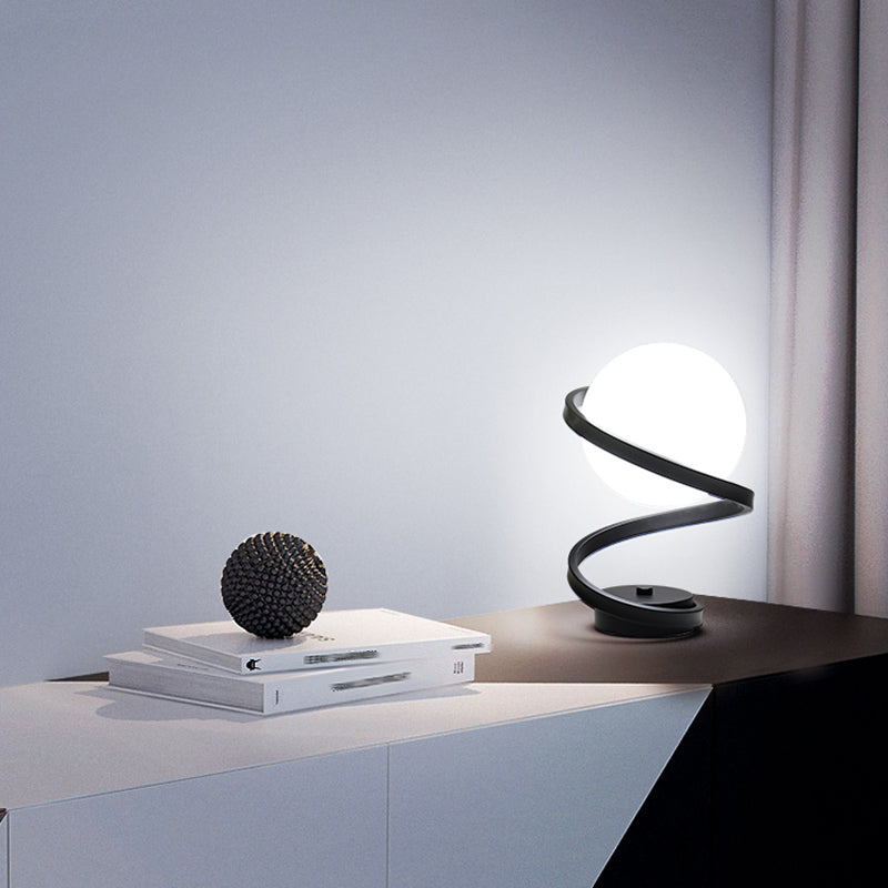 Ultra-modern Simplicity Globe Table Lamp White Glass Nightstand Lamp for Bedroom
