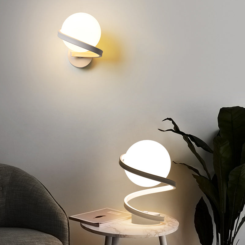 Ultra-modern Simplicity Globe Table Lamp White Glass Nightstand Lamp for Bedroom