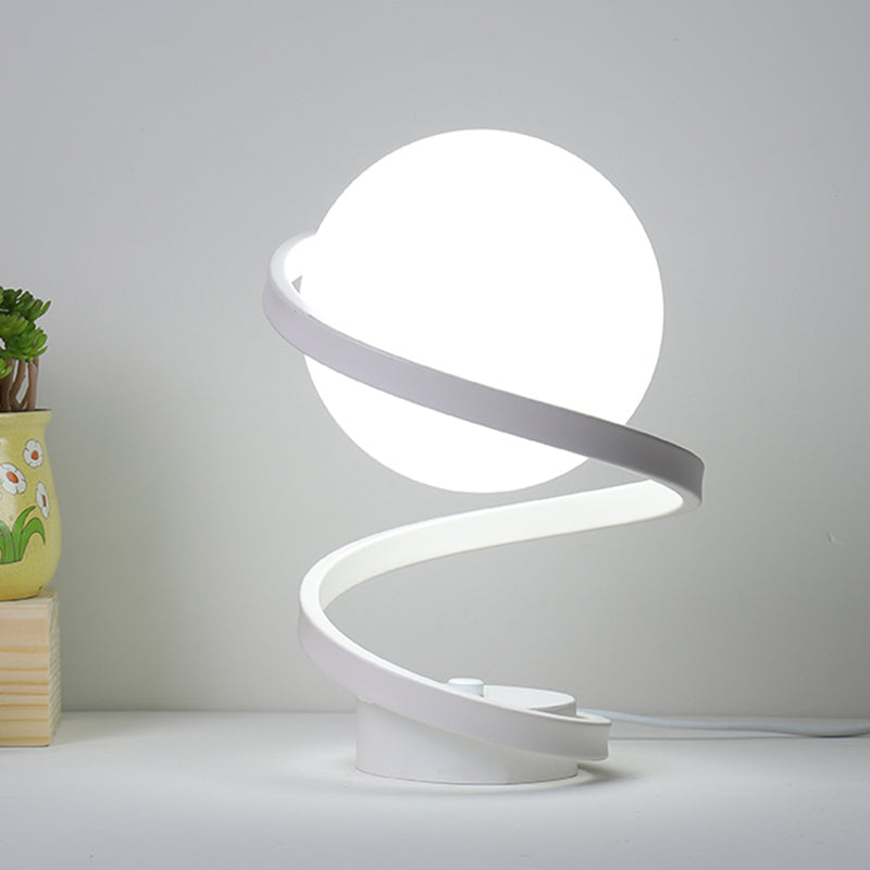Ultra-modern Simplicity Globe Table Lamp White Glass Nightstand Lamp for Bedroom