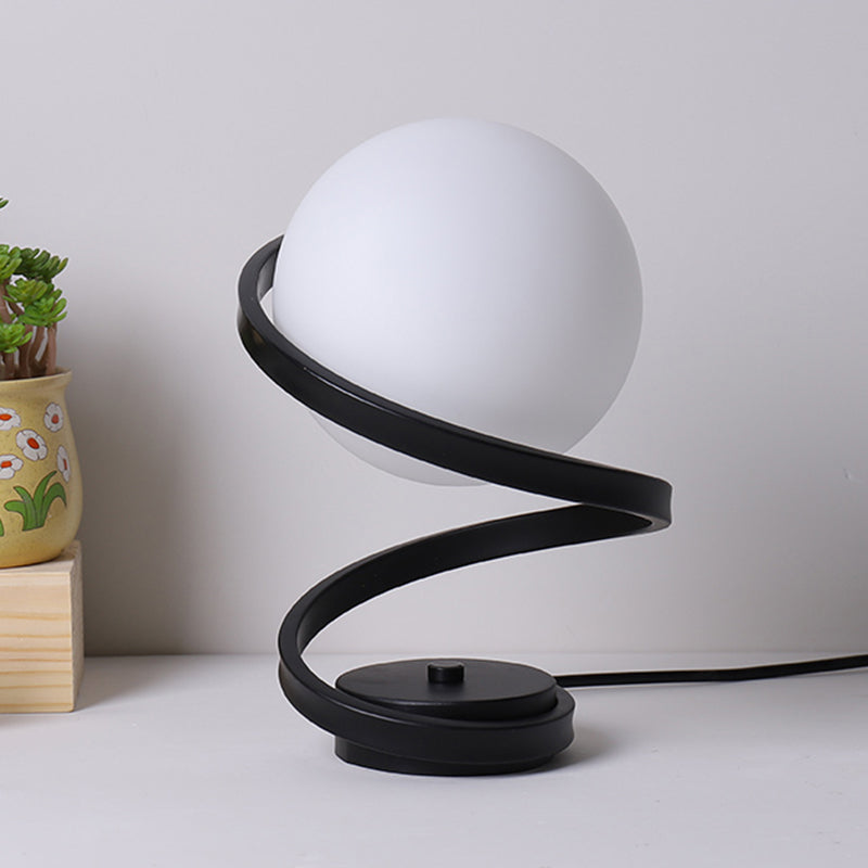 Ultra-modern Simplicity Globe Table Lamp White Glass Nightstand Lamp for Bedroom