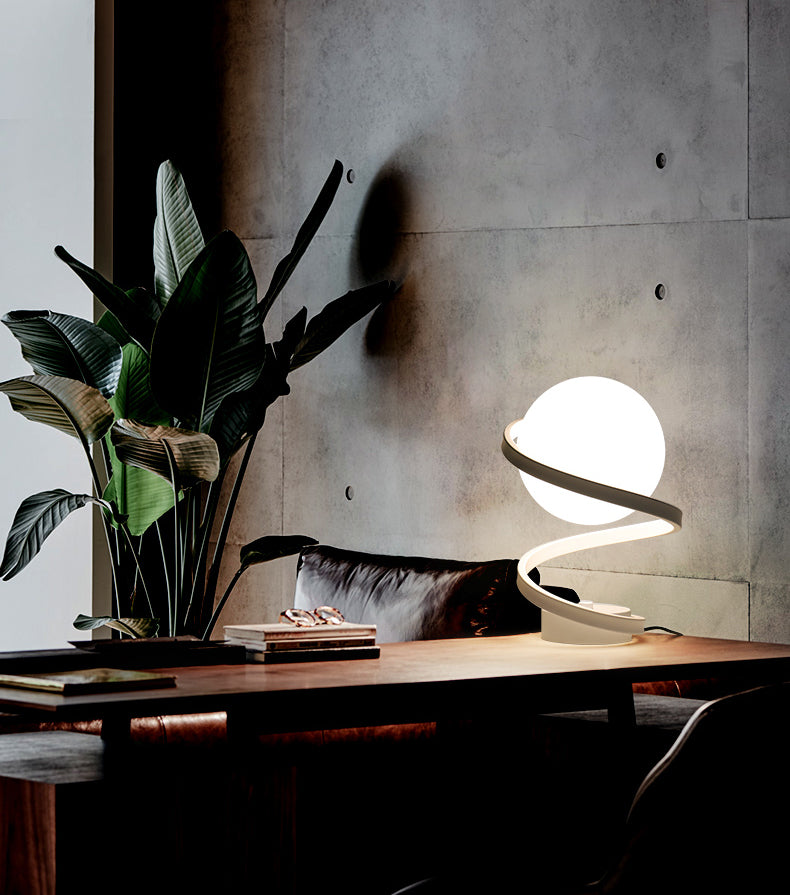 Ultra-modern Simplicity Globe Table Lamp White Glass Nightstand Lamp for Bedroom