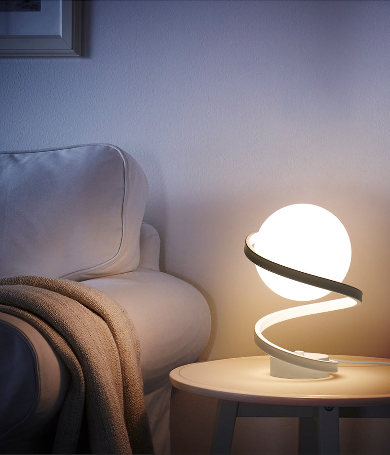 Ultra-modern Simplicity Globe Table Lamp White Glass Nightstand Lamp for Bedroom