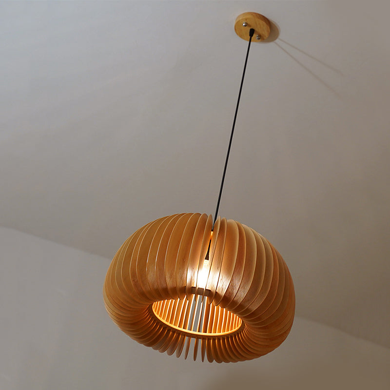Pompoenhangend plafondlicht eenvoudig houten beige hangend licht licht voor eetkamer