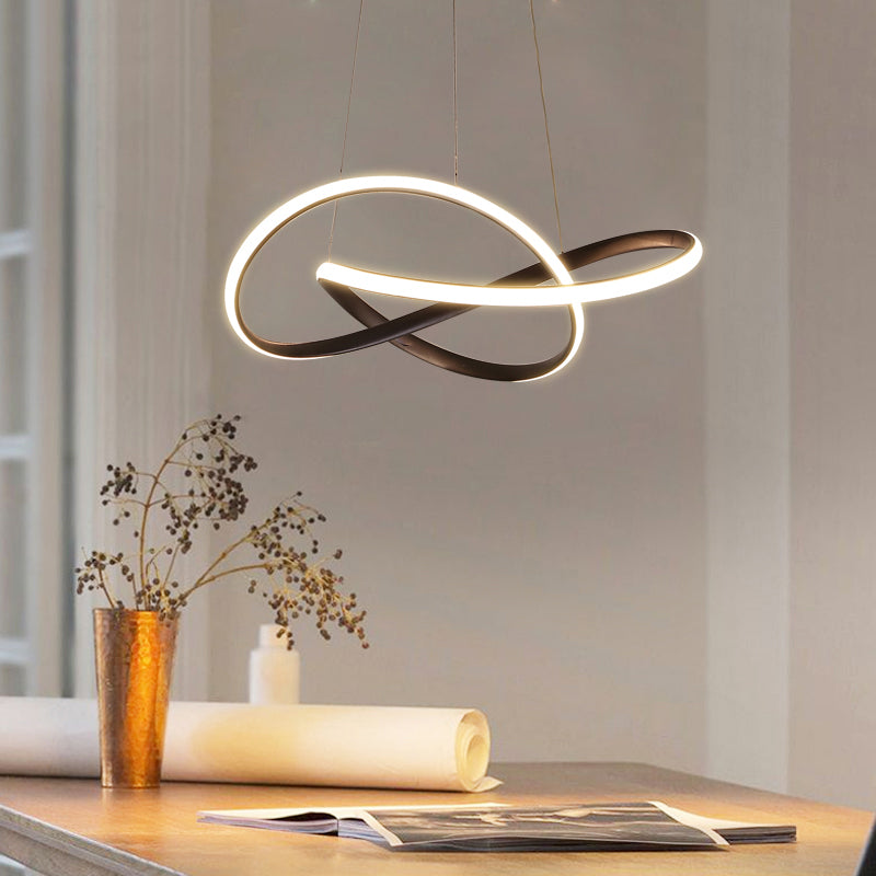 2 Color Optional Twisting Metal Pendant Lamp Simplicity LED Chandelier Light for Office