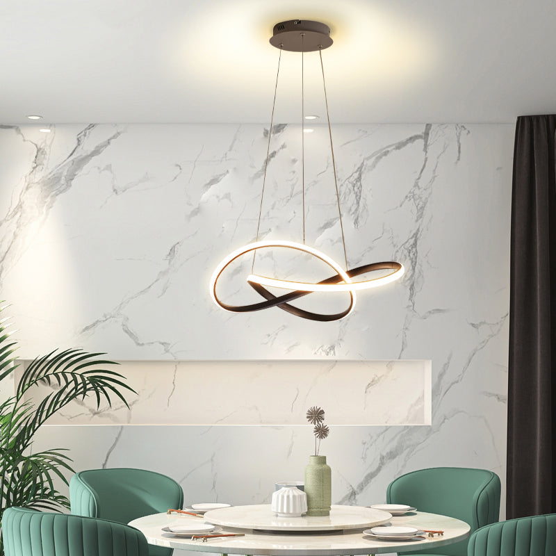 2 Color Optional Twisting Metal Pendant Lamp Simplicity LED Chandelier Light for Office
