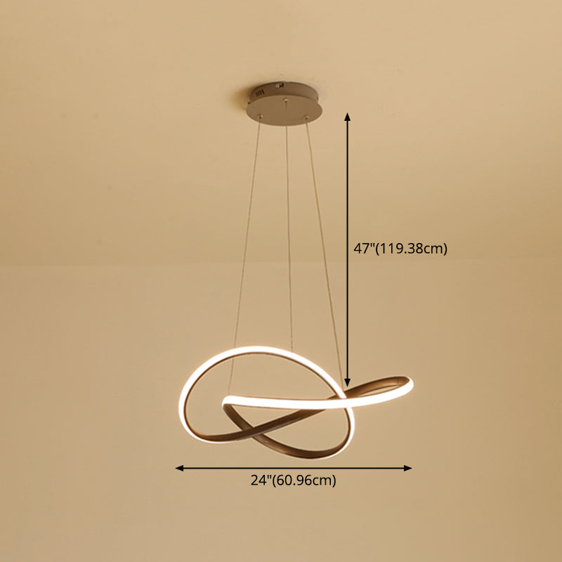 2 Color Optional Twisting Metal Pendant Lamp Simplicity LED Chandelier Light for Office