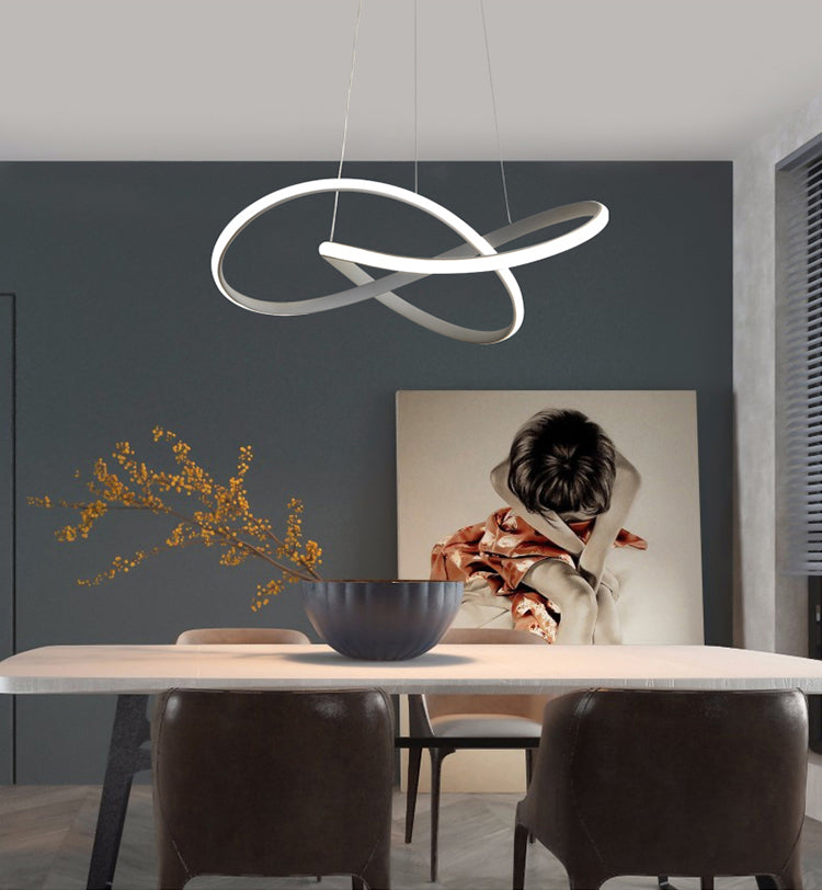 2 Color Optional Twisting Metal Pendant Lamp Simplicity LED Chandelier Light for Office