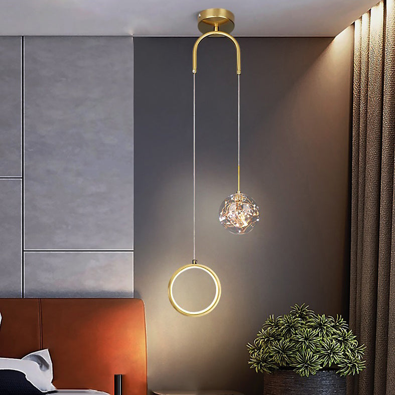 Verre contemporain circulaire et pendentif à la balle mené pour une salle à manger