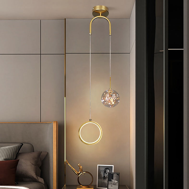 Verre contemporain circulaire et pendentif à la balle mené pour une salle à manger