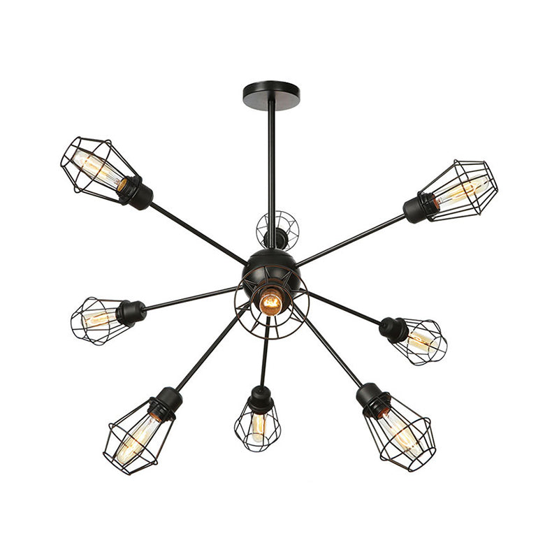 9/12/15 LUMIÈRES Restaurant Chandelier Pendent Light Farmhouse Style Plafond Black Plafond avec Cage Metal Shade