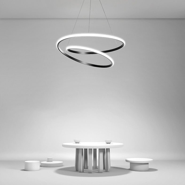 24" Wide Modern Chandelier LED Hanging Ceiling Lights for Living Room Dining Room