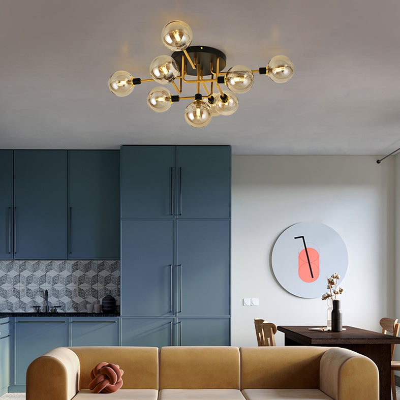 Plafonnier encastré contemporain avec abat-jour en verre pour salon et chambre à coucher