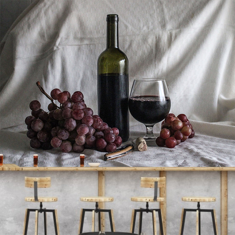 Contemporary Wine Mural Wallpaper Decorative Restaurant Wall Art, Stain Resistant