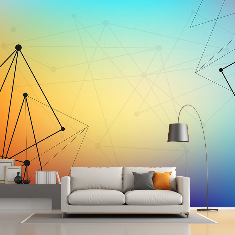 Moisture Resistant Geometry Wall Mural Modernism with Point and Line Pattern Wall Decor