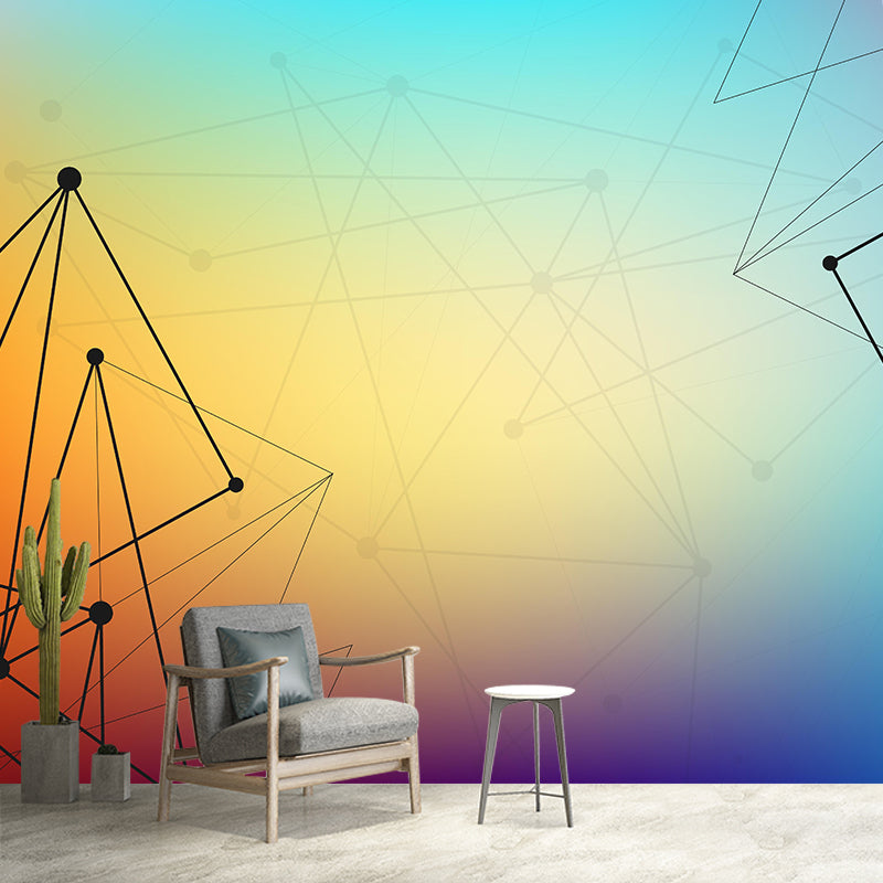 Moisture Resistant Geometry Wall Mural Modernism with Point and Line Pattern Wall Decor