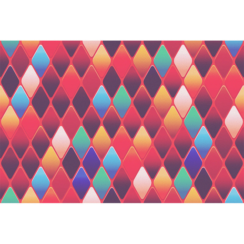 Contemporary Wall Mural Decal Rhombus Pattern Wall Covering for Girl's Bedroom