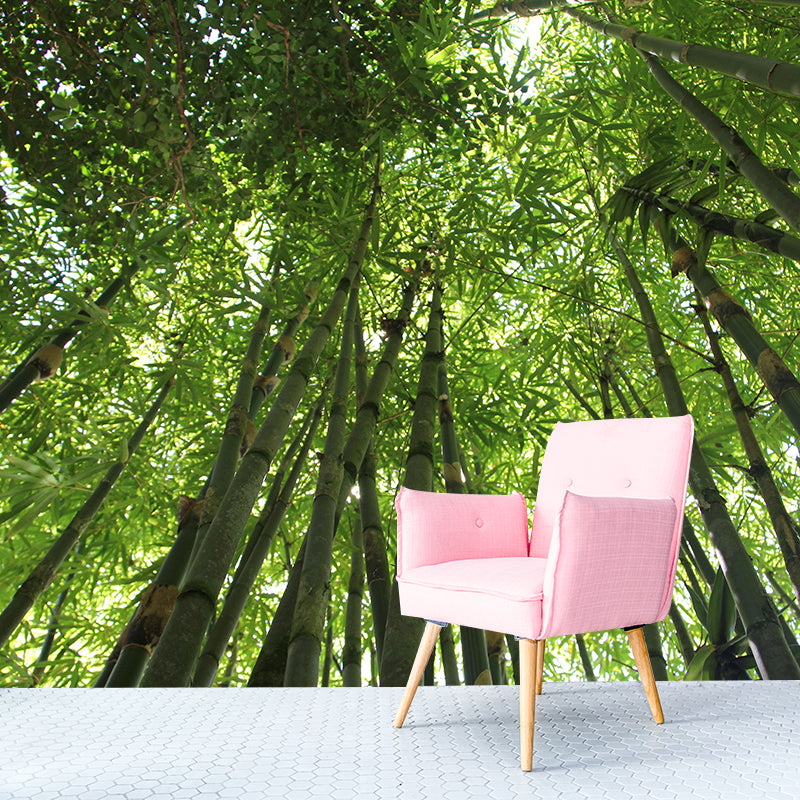 Light Color Bamboo Landscape Mural Moisture Resistant Modern Style Bedroom Wall Art