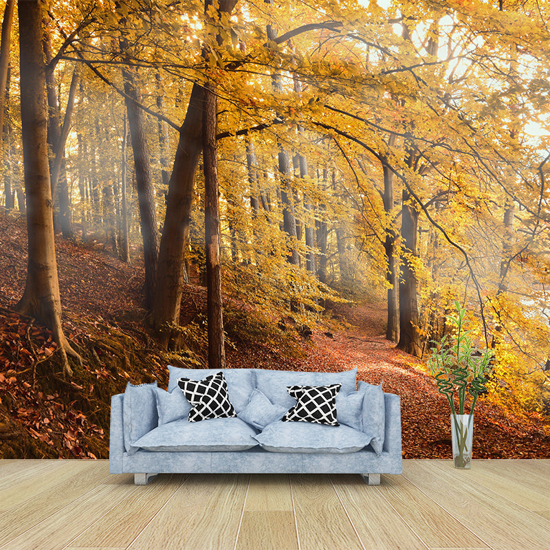 Autumn Forest Landscape Mural Moisture Resistant Modern Style Bedroom Wall Art