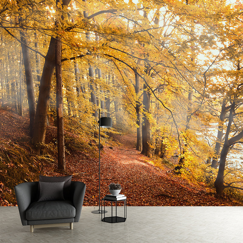 Autumn Forest Landscape Mural Moisture Resistant Modern Style Bedroom Wall Art