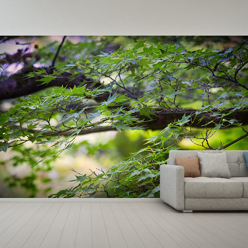 Soft Color Maple Pattern Mural Moisture Resistant Modern Style Bedroom Wall Art