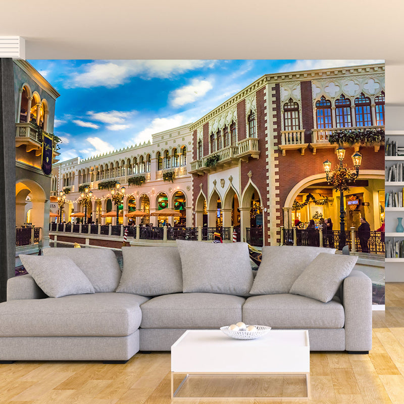 Boat on the Canal Mural Wallpaper Contemporary Venice House Interior Wall Art