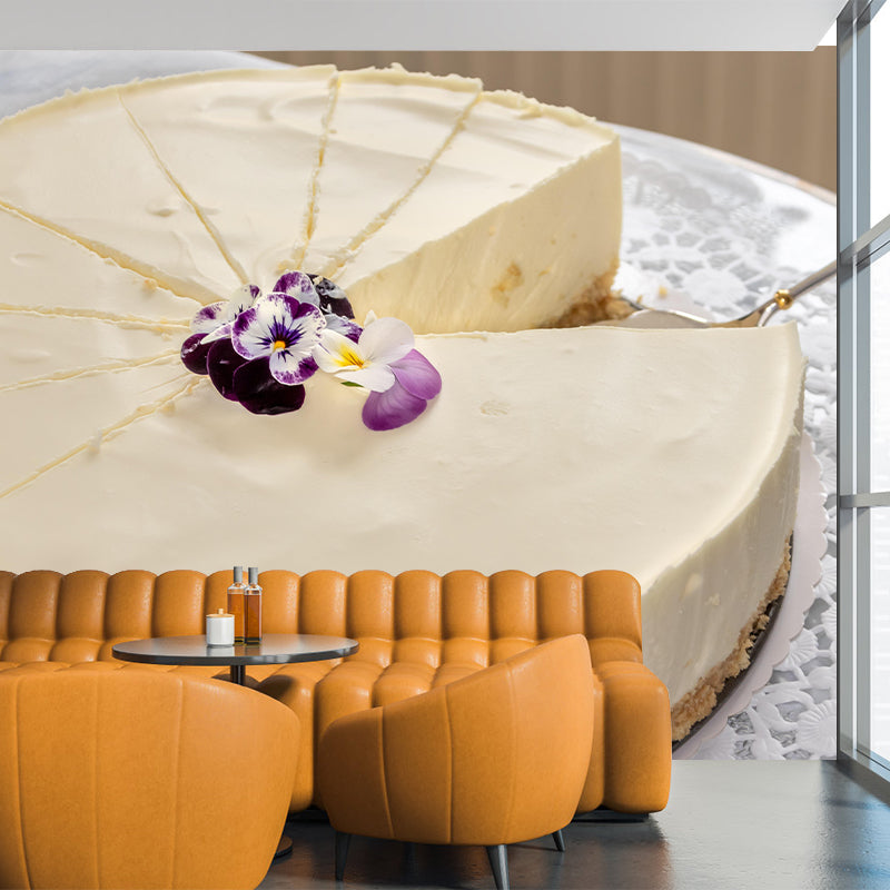 Horizontal Photography Nice Cake Mural Wallpaper Wall Covering for Dessert Shop