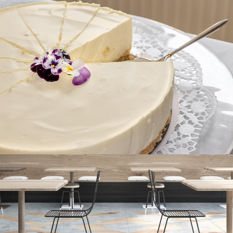 Horizontal Photography Nice Cake Mural Wallpaper Wall Covering for Dessert Shop