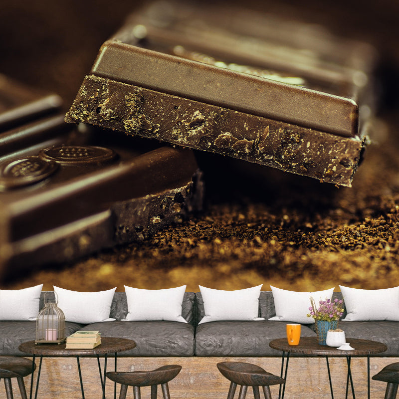 Zachte kleur chocolade muurschildering behang hedendaagse wandbekleding voor dessertwinkel