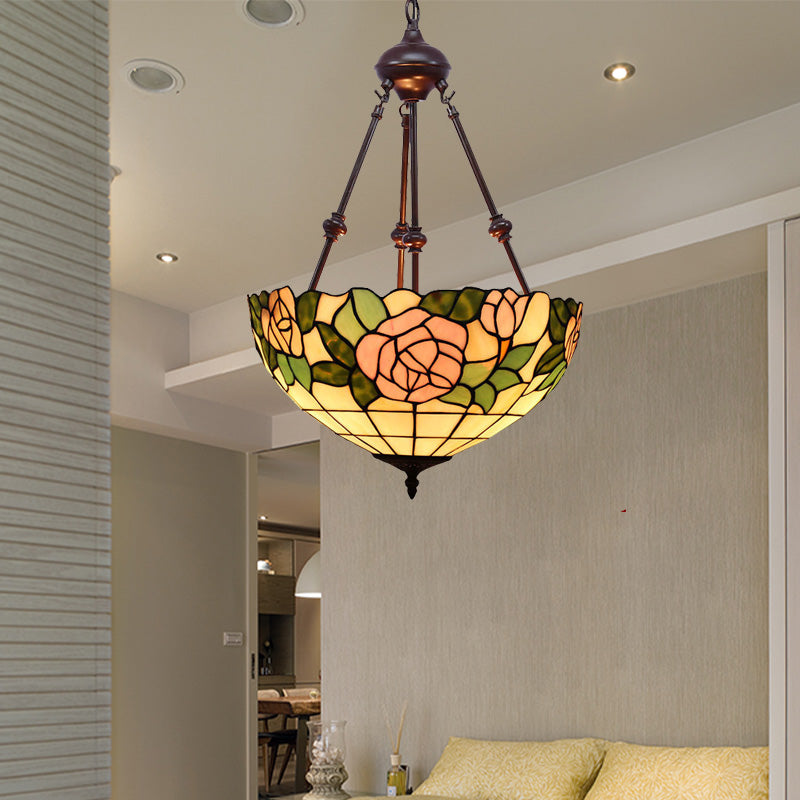 Ciotola illuminazione lampadario a 2 luci taglio a mano vetro lampada vittoriana vittoriana in rosso/rosa/viola per camera da letto