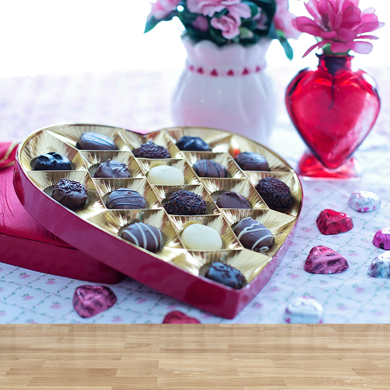 Valentine's Day Chocolate Mural Wallpaper Contemporary Wall Covering for Dessert Shop